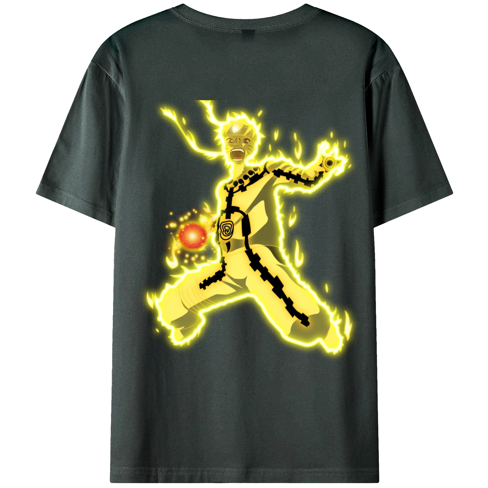 （画像用） NARUTO -ナルト- うずまき ナルト Uzumaki Naruto 綿100％ メンズ半袖Tシャツ（バックプリント） 通気性
